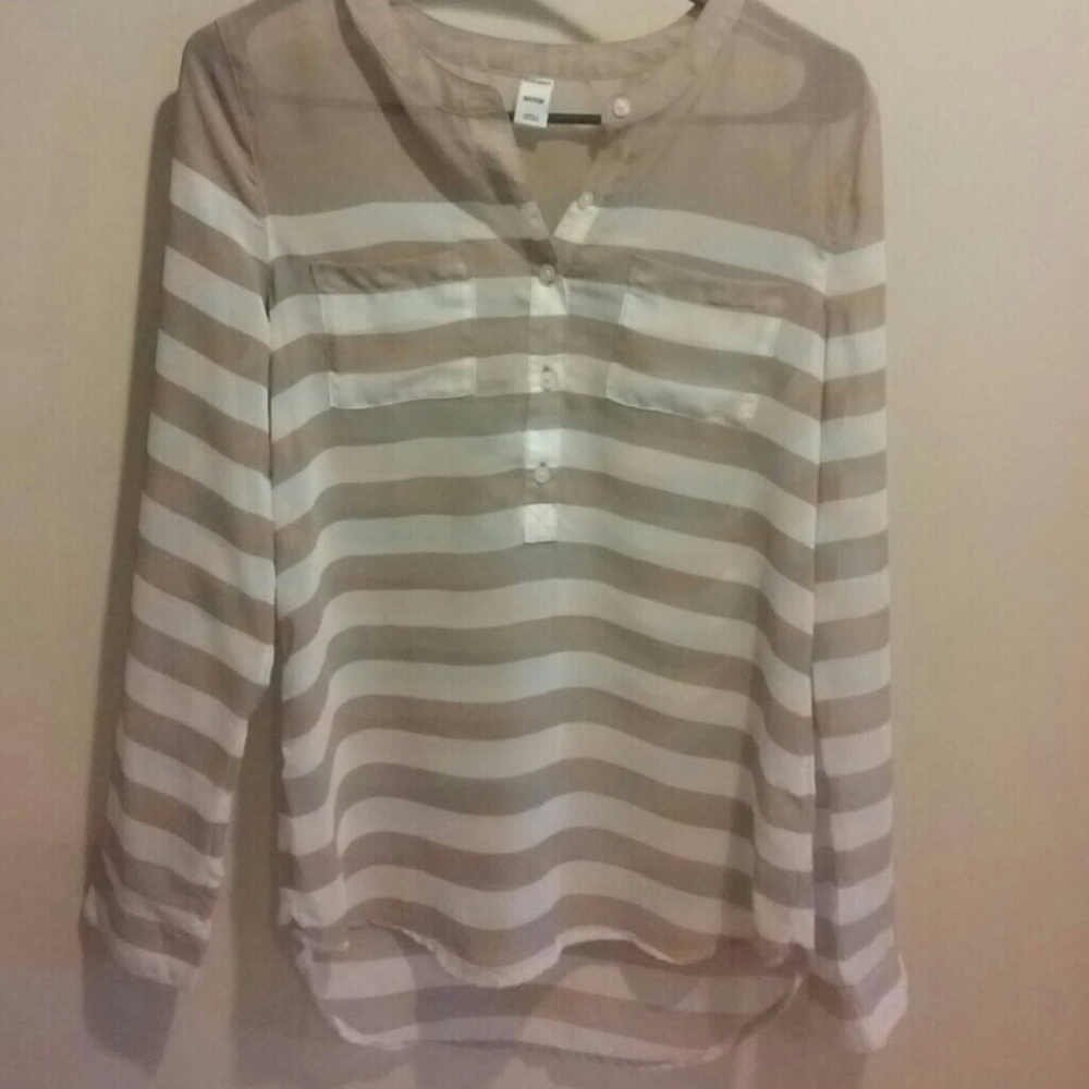 Summery beige and cream loose fit blouse